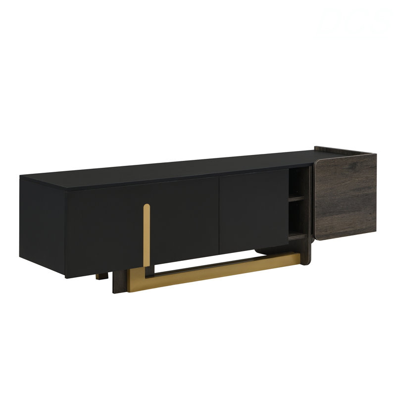 66.7'' Light Luxury TV Stand For Tvs Up To 70 Inches, Modern TV Cabinet With Metal Legs, 1 Drawer, 2 Cabinets And Adjustable Shelves For Living Room, TV Stand