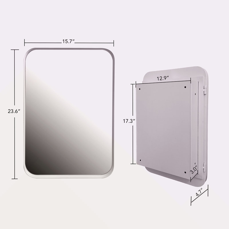 Recessed Metal Framed Medicine Cabinet With Mirror And Adjustable Shelves Wall Mirror With Storage For Bathroom, White