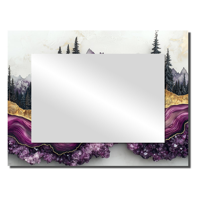 «Forest River of Amethyst Crystal I», art mural décoratif en forme de paysage, imprimé sur métal, 24 po x 32 po