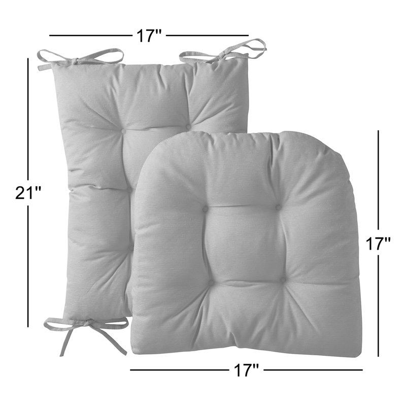 Rocking Chair Cushion 2 Piece Tufted Non Slip Set of Upper and Lower Cushions, Black