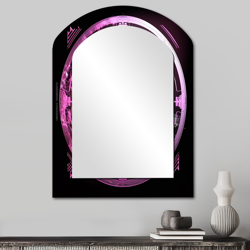 Troisième œil chakra mystique cercle VI - miroir décoratif arche de Christianisme, miroir mural asymétrique traditionnel, art imprimé en métal
