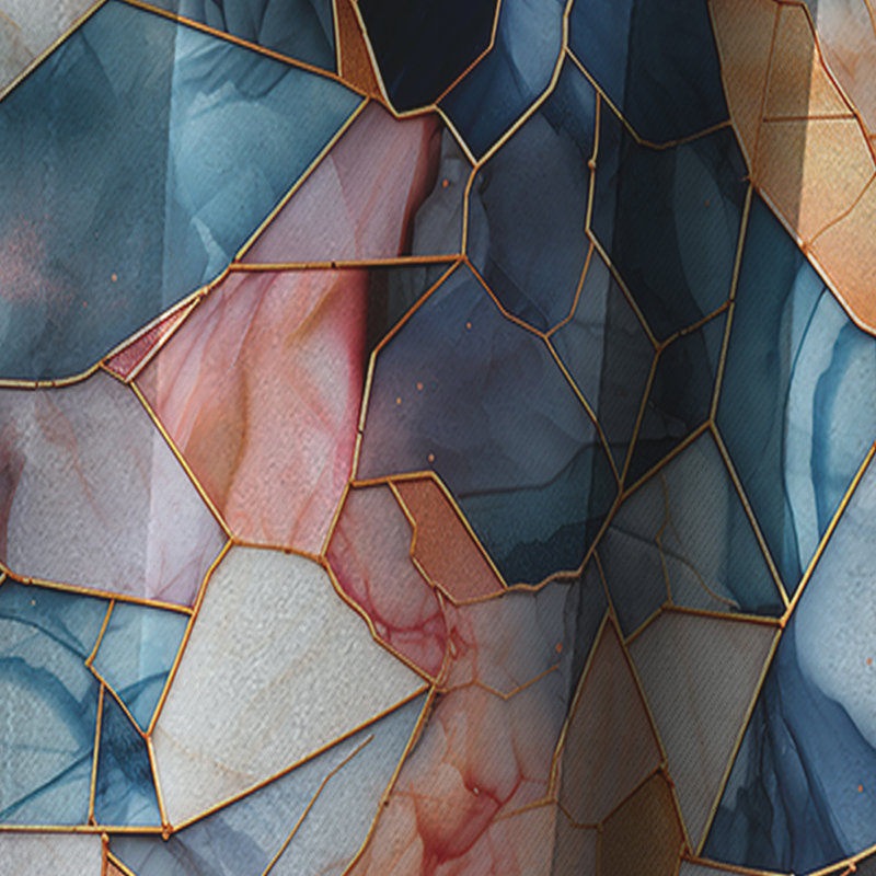 Élégante mosaïque en marbre bleu sarcelle et rouge - Rideau occultant en marbre abstrait - 1 panneaux, L 52 po x L 108 po