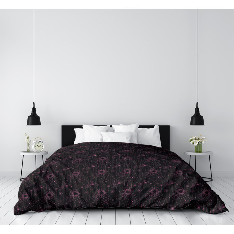 Housse de couette simple Katelyn Elizabeth, Microfibre, Housse de couette pour très grand lit, Noir / Rose