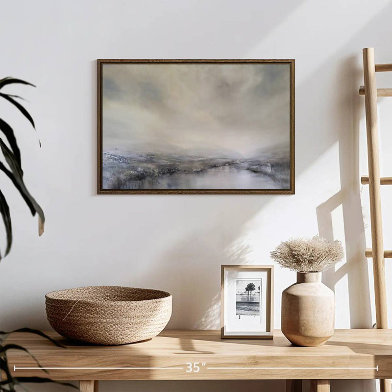 Brume matinale, 19 po x 13 po, Cadre flottant noyer