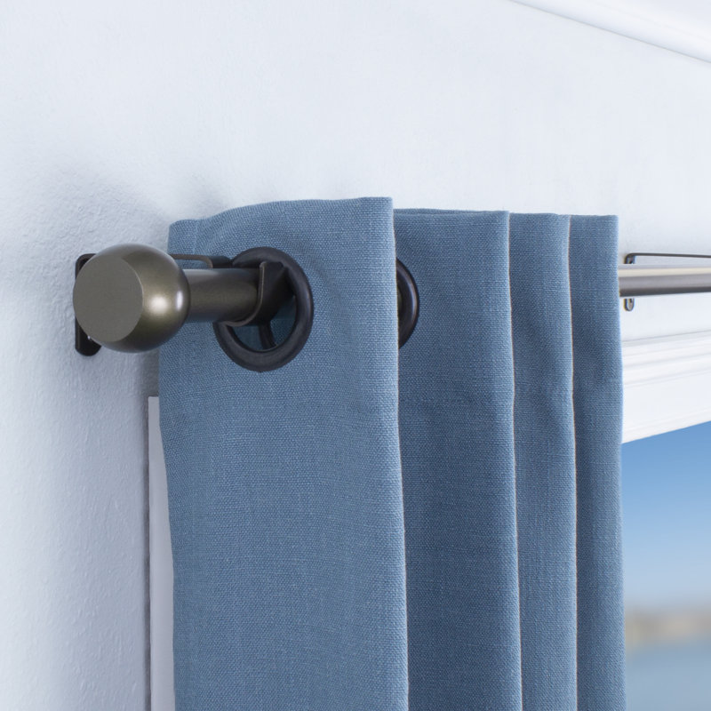 Vrinda Metal Adjustable Single Curtain Rod, 18” - 36”, Bronze