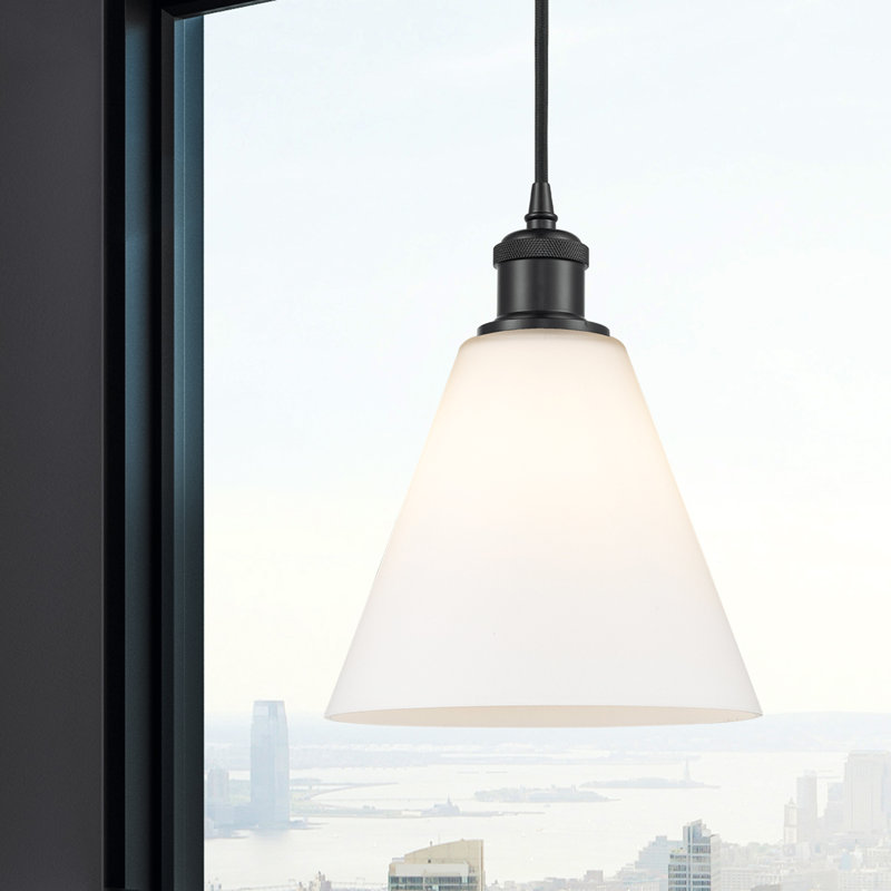 Allean 1 - Light Single Pendant, Polished Chrome, 11.75" H x 8" W x 8" D, White