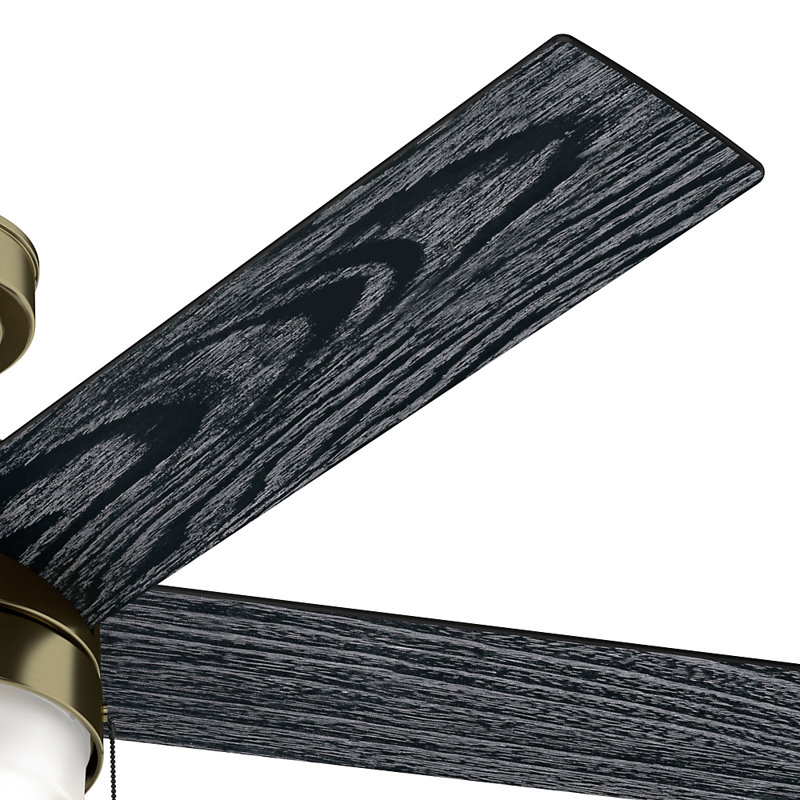 52" Modern Brass Ceiling Fan with LED Light and Reversible Blades