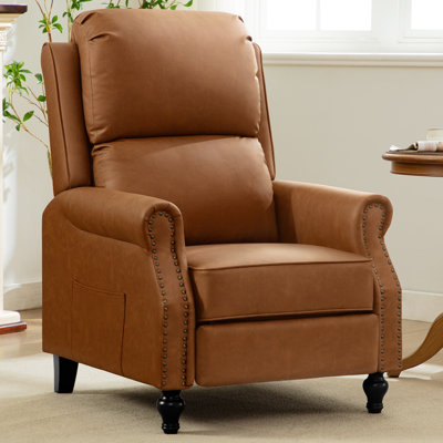 30.7" W Mid-Century Modern Recliner Chair in Faux Leather with Footrest by Red Barrel Studio