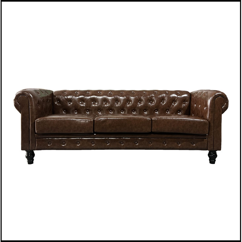 (SOFA): Canapé Chesterfield en polyuréthane à 3 places, capitonné à boutons