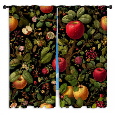 Rideaux de fenêtre à motif floral obscurcissant et obscurcissant pommes - 2 panneaux
