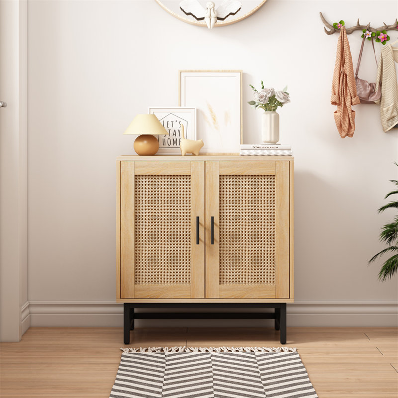 Iron Rectangle Accent Cabinet, Oak