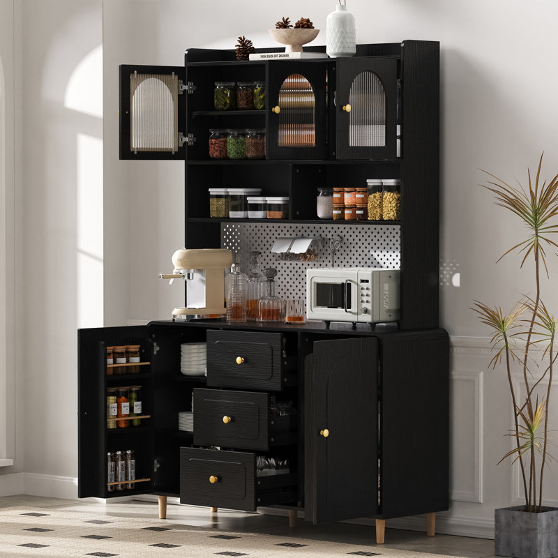 190cm Kitchen Pantry, Black