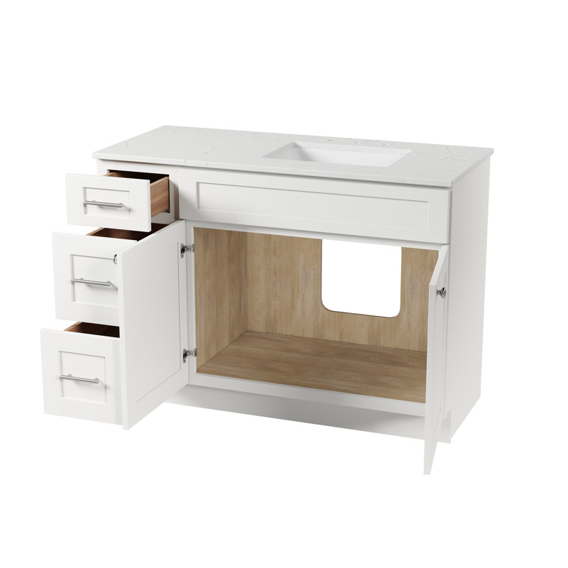 Meuble-lavabo simple avec plateau en quartz Disar, Oui, Bleu