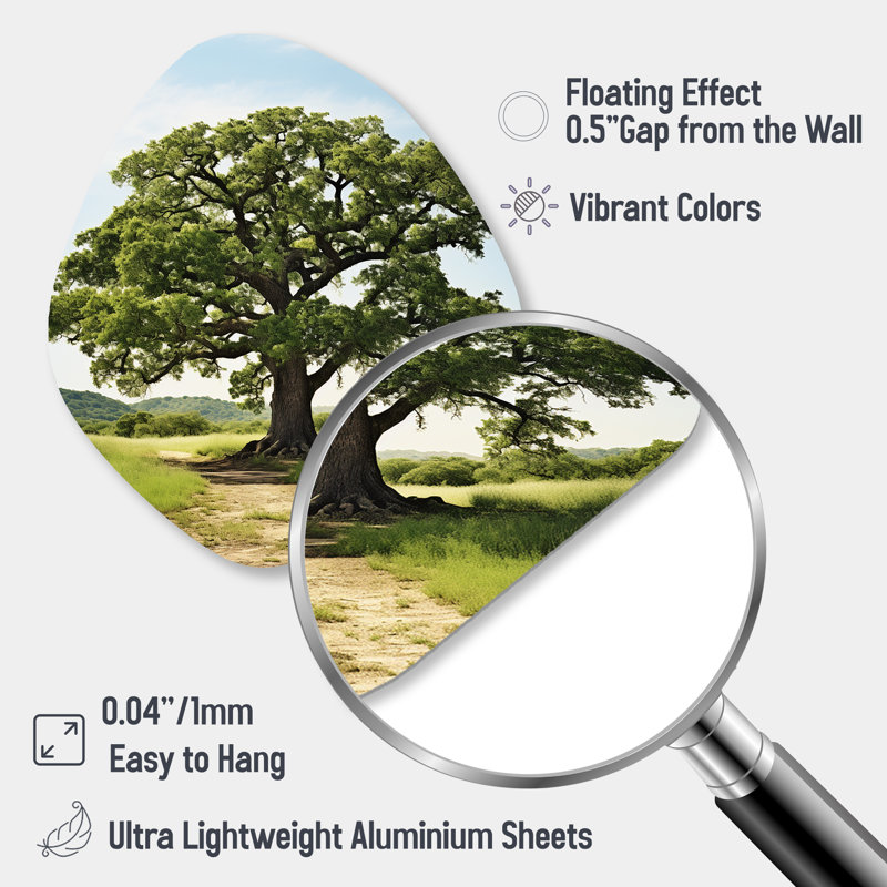 «Green Trees Oak Mighty Oak», art mural asymétrique en forme de nébuleuse, H 28 po x l 25 po