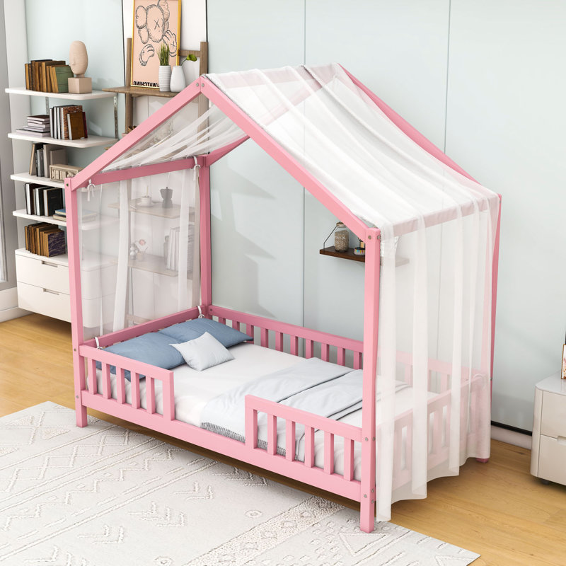 Lit sur pied avec rampes hautes, Simple, Rose