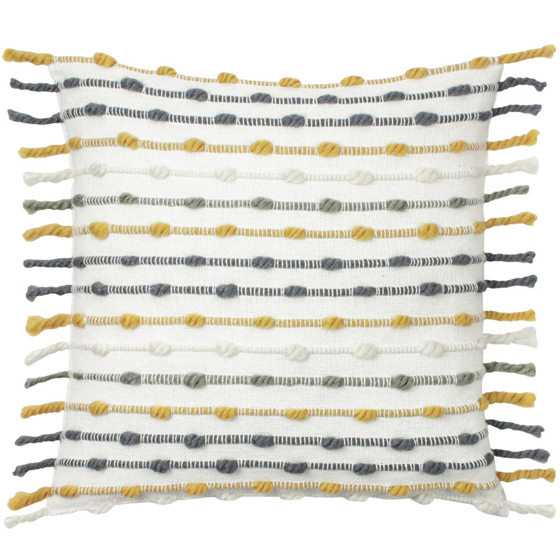 Dhadit Striped Square Cushion Cover, Natural/Grey, Polyester