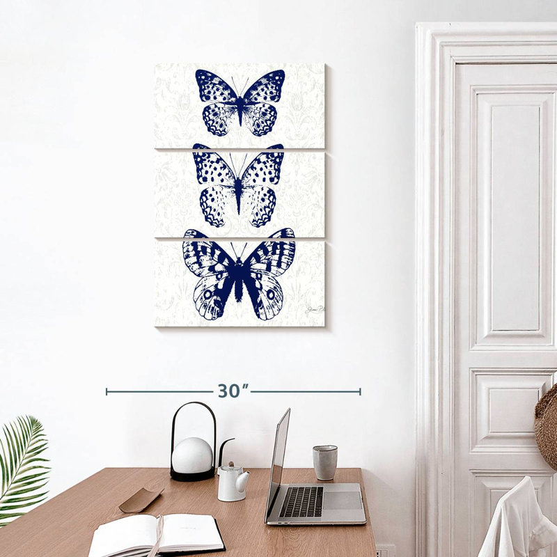 Brampt Indigo Butterfly Study, 32'' H x 20'' W