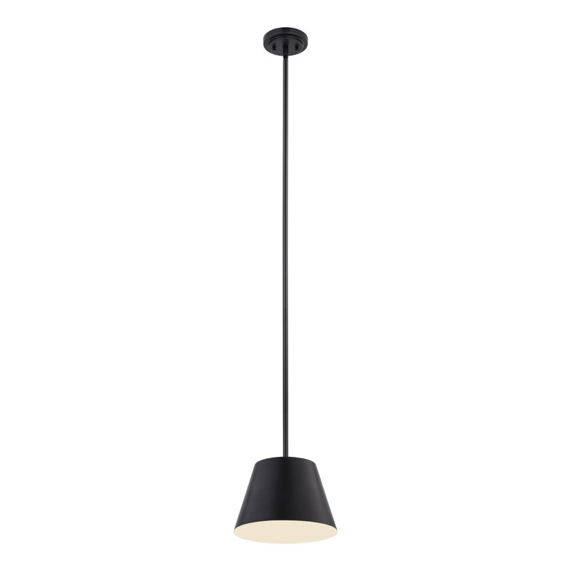 Luminaire suspendu à 1 lumière Wolleik, Noir mat, H 90,5 po x l 12 po x P 12 po