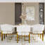 Ensemble de 5 chaises de salle à manger Glam and Luxurious White Boucle rembourrées avec pieds en or poli et accoudoirs-1405708872-1405708873