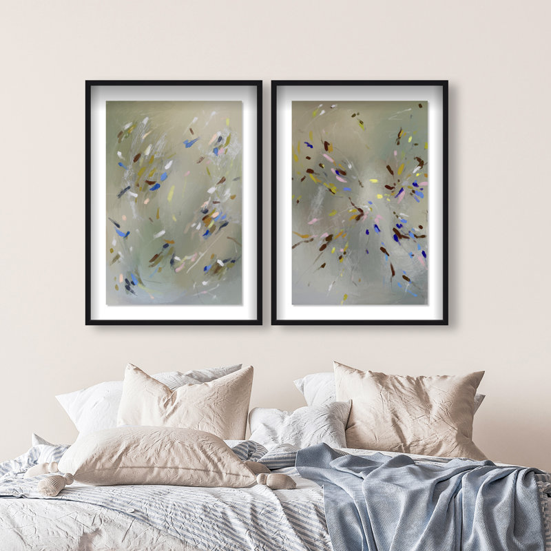 Spontaneous Traces Set Set by Oliver Gal, 33"H x 23"W, Black Shadowbox