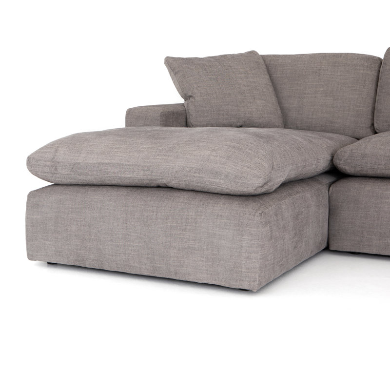 Chaise Sectional, Cream Polyester Blend, Left Hand Facing