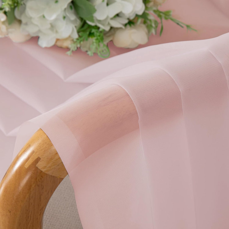 Sheer Curtain 2 Panels Set, Elegant Airy Transparent Rod Pocket Sheer French Door Curtains & Drapes For Living Room Bedroom, Blush Sheer Window Treatments, 42W Inch