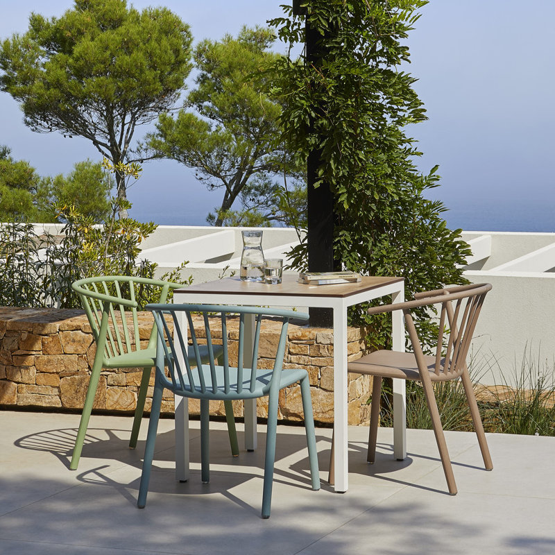 Woody Eco Outdoor Dining Side Chair, Fire Yellow