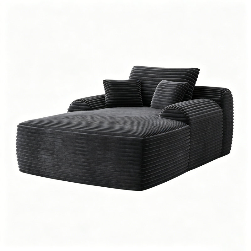 Chaises longues d'intérieur à compression, tissu gris en peluche, salon de maison moderne