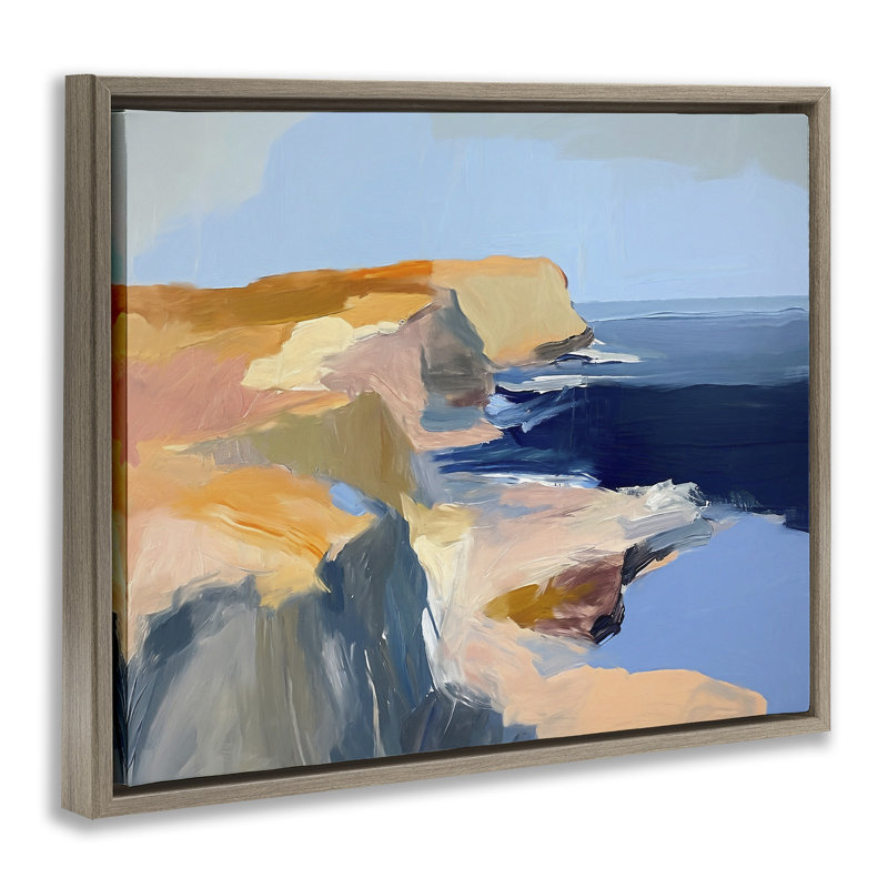 «Rugged Cliff Coastline», art mural encadré flottant par Ramona Murdock, Cadre flottant orme Montalcino, H 17 po x l 21 po