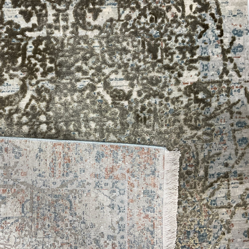 Tapis turc en laine et en soie à motif moderne effacé Williston Forge