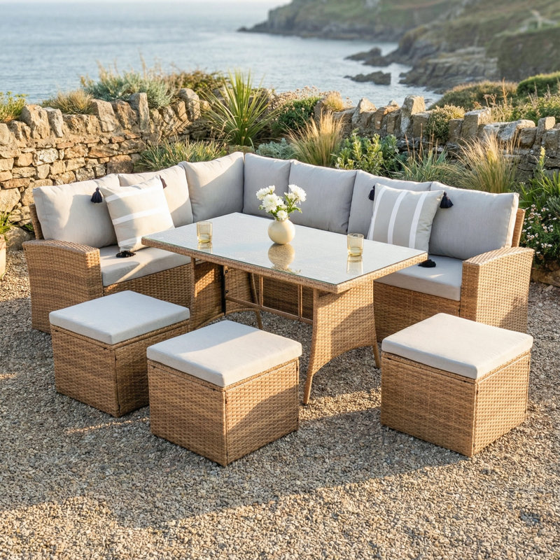 Wynnefield Corner Sofa Set, Brown, Light Grey