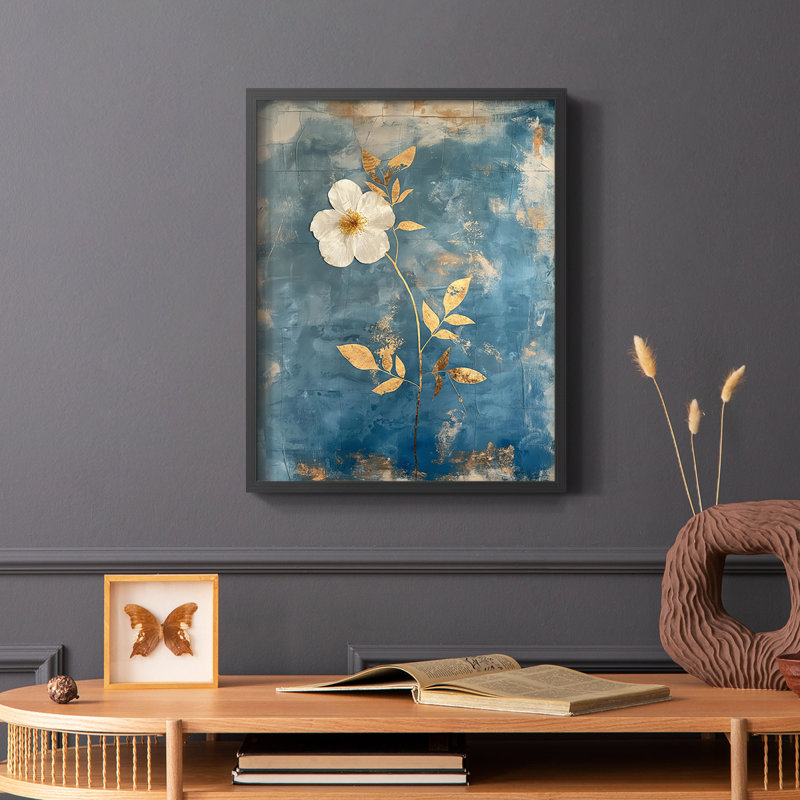FLORAL Series XLVII - reproduction encadrée de qualité supérieure - prête à être accrochée - aucun clou requis, Noir