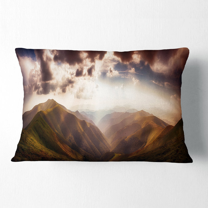 Coussin lombaire à motif de paysage Polonina Borzava Schafer