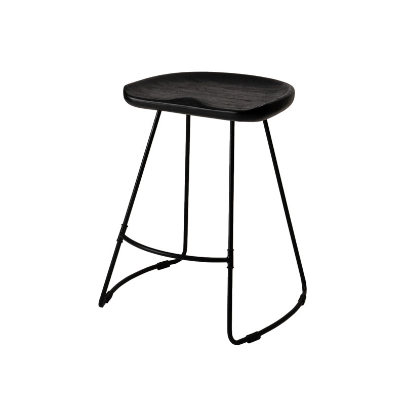Alberts Solid Wood Counter Bar Stool, Short Stool (24" Seat Height), Black