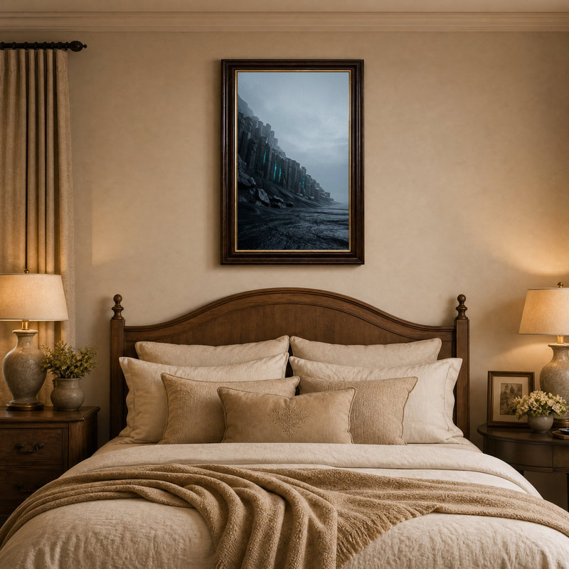 Art mural sur toile, "Dark Coastal Cliff", H 18 po x l 12 po
