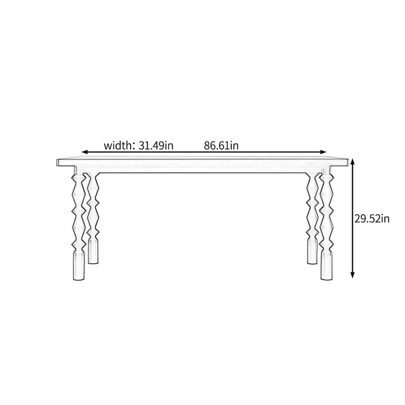 Antanas, H 29,52 po x L 86,61 po x l 31,49 po