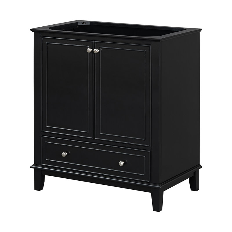 Armoire de salle de bain multifonctionnelle avec portes et tiroir, Noir, noir, noir, noir