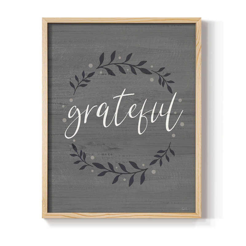 Grateful Wreath Framed Print - Solid Wood, Natural