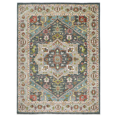 Tapis Oushak en laine noué à la main 10 pi 3 po x 14 pi 1 po
