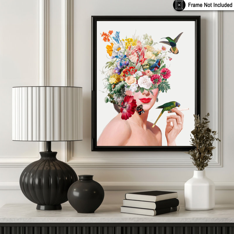 Femme et fleurs n ° 1, Sans cadre, Affiche, H 18 po x l 24 po