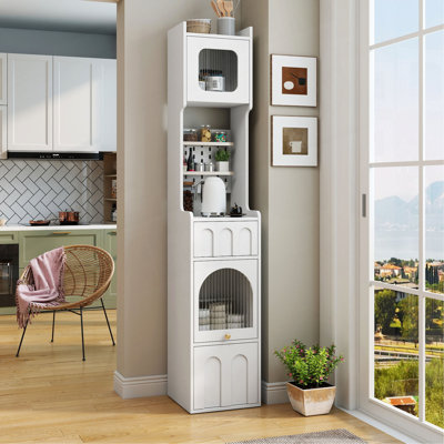 70.87" H Tall Bathroom Storage Cabinet With 1 Doors And 2 Drawer, Narrow Storage Unit, Floor Cabinet For Bathroom, Living Room, Entryway, Kitchen