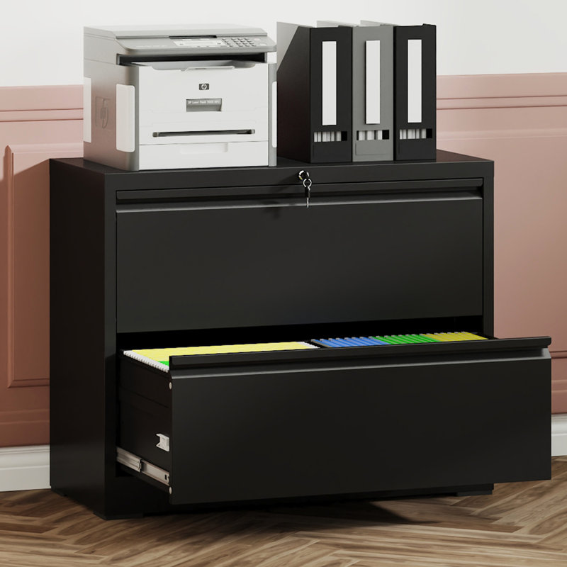 Classeur en acier robuste 2 - Rangement pour bureau personnel, fermeture en douceur des tiroirs, capacité de 110 lb, conception, outil d'organisation facile à assembler, tiroirs d'extension, quincaillerie, installation