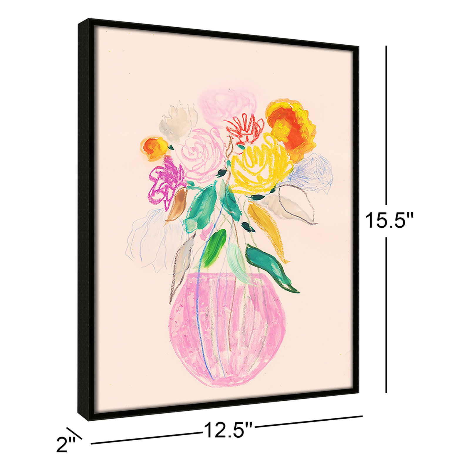 Simple Floral Collection "Simple Floral I" Print by Bea Dina, Espresso Floater Framed Canvas, No Mat