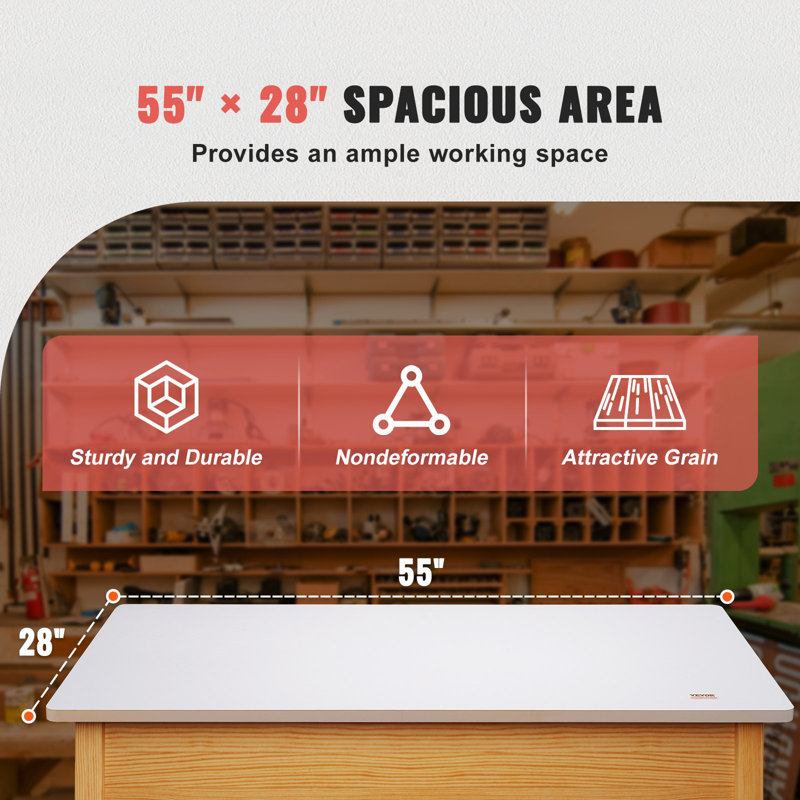 Plateau de table, peut supporter jusqu'à 220,5 lb, comptoir rectangulaire de 55 po x 28 po x 1 po pour structure de bureau électrique à hauteur ajustable, bureau universel à panneau de particules une pièce pour bureau et bureau à domicile