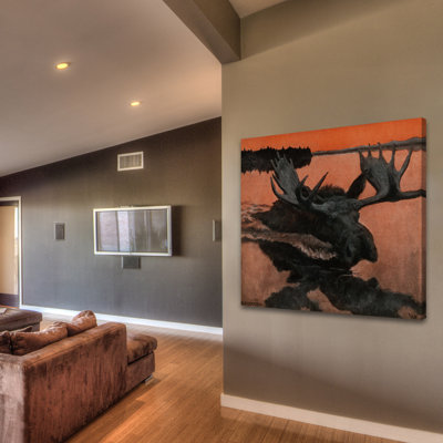 Swimming Moose 1 Piece Wrapped Canvas Painting
