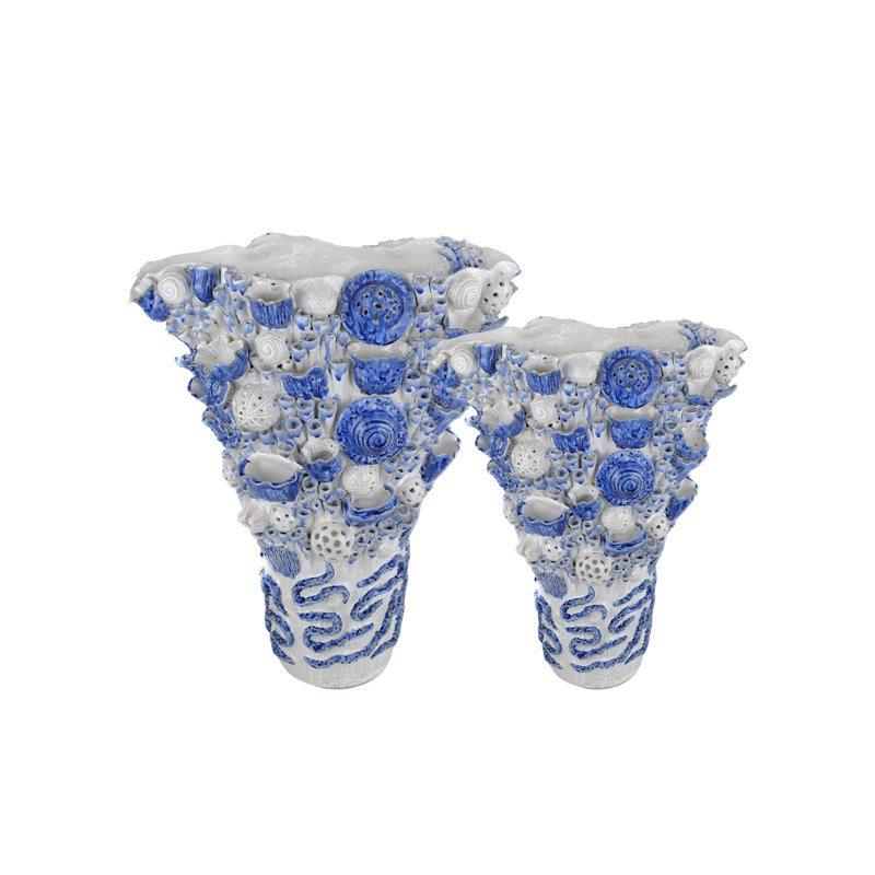 Coral Reef Handmade Ceramic Table Vase, 22" H x 12" W x 18" D