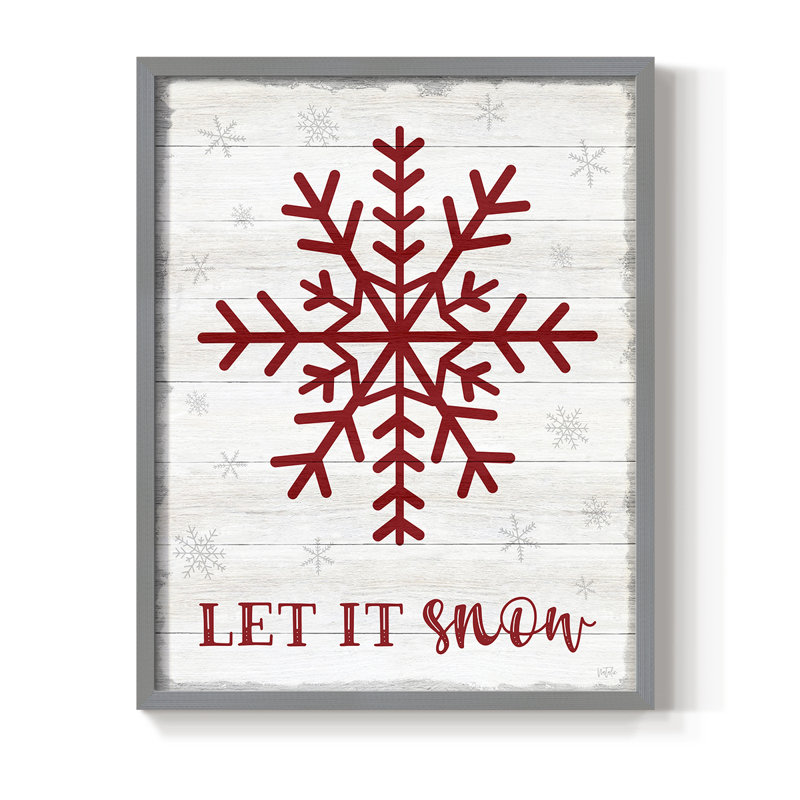 Let It Snow Snowflake, reproduction encadrée - bois massif, Gris, H 11 po x l 9 po