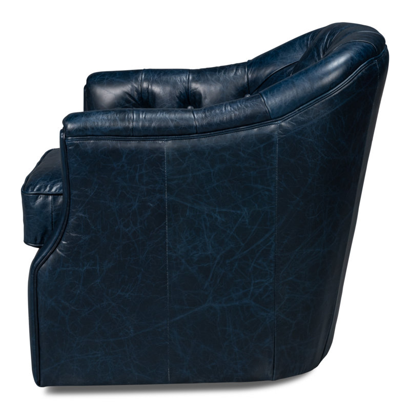 Coolidge Swivel Club Chair, Chateau Blue Genuine Leather