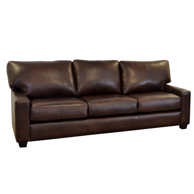 Canapé à accoudoirs carrés en cuir véritable 95 po Rambow