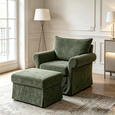37.5" Accent Chair with Ottoman